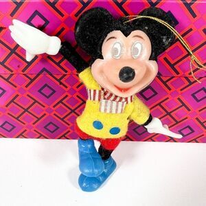 Vintage Flocked Christmas Mickey Mouse w/Scarf Ornament by Walt Disney